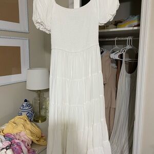 White Puff Sleeve Maxi Dress